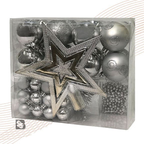 Kit 44 Enfeites Para Árvore de Natal Estrela Bolas Festão Cordão Pérolas Decoração Natalina